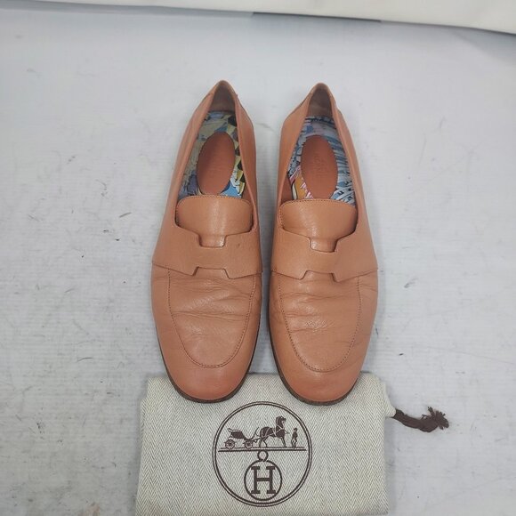 Hermes Rose Bubinga Blush Ancora Leather Loafer - Picture 1 of 12